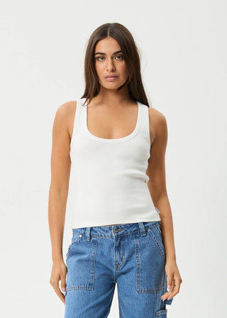 Layden Rib Singlet - White - Singlet - Afends - The Soho Movement