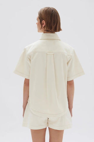 Marlow Boxy Denim Shirt - Ecru - Shirts & Tops - Assembly Label - The Soho Movement