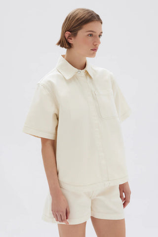 Marlow Boxy Denim Shirt - Ecru - Shirts & Tops - Assembly Label - The Soho Movement