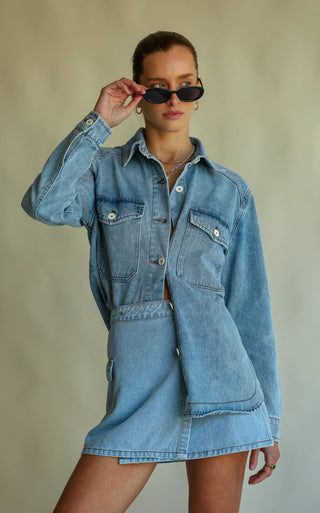 Merci Denim Skirt - Denim Blue - Denim skirt - Araminta James - The Soho Movement