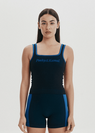 PK Scoop Neck Tank - Onyx/Sapphire - Activewear - Pinky & Kamal - The Soho Movement