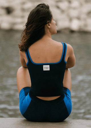 PK Scoop Neck Tank - Onyx/Sapphire - Activewear - Pinky & Kamal - The Soho Movement