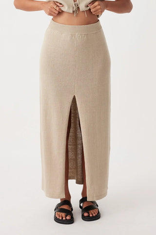 Poppy Organic Cotton Linen Skirt - Taupe - Arcaa Movement - The Soho Movement