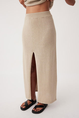 Poppy Organic Cotton Linen Skirt - Taupe - Arcaa Movement - The Soho Movement
