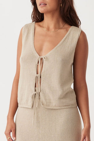 Poppy Organic Cotton Linen Vest - Taupe - Arcaa Movement - The Soho Movement