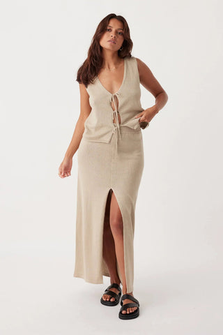 Poppy Organic Cotton Linen Vest - Taupe - Arcaa Movement - The Soho Movement