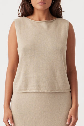 Poppy Organic Cotton Linen Vest - Taupe - Arcaa Movement - The Soho Movement