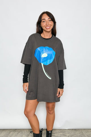Poppy Oversized Tee Dress - Faded Black - The Soho Movement - The Soho Movement