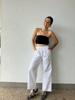 Poppy Poplin Pant - White - Pants - The Soho Movement - The Soho Movement