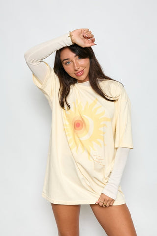Rising Sun Oversized Tee Dress - Sorbet - The Soho Movement - The Soho Movement