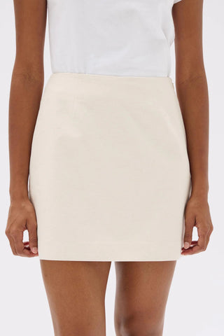 Simone Cotton Linen Blend Mini Skirt - Oat - Skirts - Assembly Label - The Soho Movement