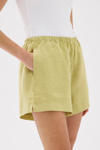 Stella Linen Shorts - Pear - Shorts - Assembly Label - The Soho Movement