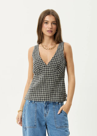 The Asta Seersucker Top - Steel Check - Tops - Afends - The Soho Movement