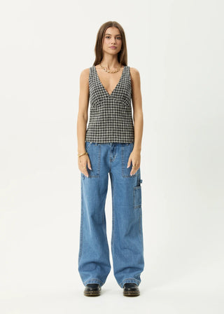 The Asta Seersucker Top - Steel Check - Tops - Afends - The Soho Movement