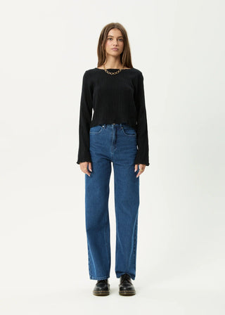 The Focus Seersucker Long Sleeve Top - Black - Long sleeve tops - Afends - The Soho Movement