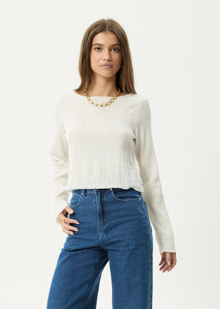 The Focus Seersucker Long Sleeve Top - Off White - Long sleeve tops - Afends - The Soho Movement