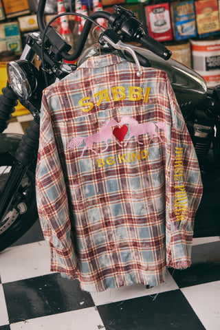 The Horse Power Distressed Flannel Shirt - Burgundy - Shirts & Tops - Sabbi - The Soho Movement