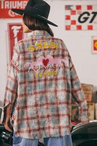 The Horse Power Distressed Flannel Shirt - Burgundy - Shirts & Tops - Sabbi - The Soho Movement