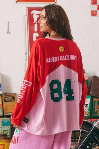 The Mermaid Racing Long Sleeve Tee - Pink - Sabbi - The Soho Movement