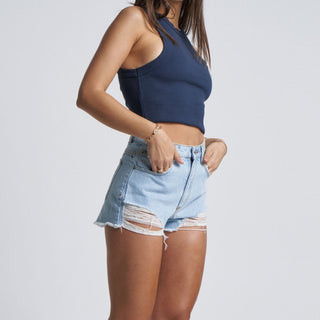 A High Relaxed Shorts - Salty Stone - Denim Shorts - Abrand - The Soho Movement