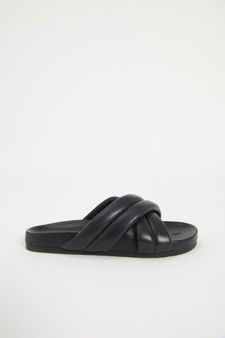 Crossover Leather Slides - Black - Shoes - Nude Lucy - The Soho Movement