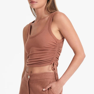 Mika Drawstring Tank - Terracotta - Singlet - Nude Lucy - The Soho Movement