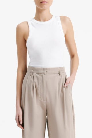 Monroe Organic Rib Tank - White - Singlet - Nude Lucy - The Soho Movement