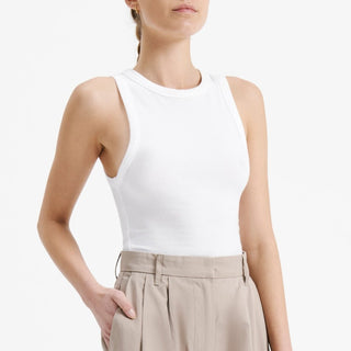 Monroe Organic Rib Tank - White - Singlet - Nude Lucy - The Soho Movement