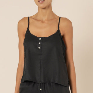 Nude Linen Lounge Cami - Black - Nude Lucy - The Soho Movement