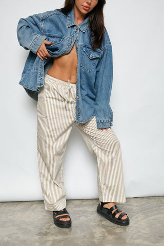 Poppy Stripe Pant - Sage/White