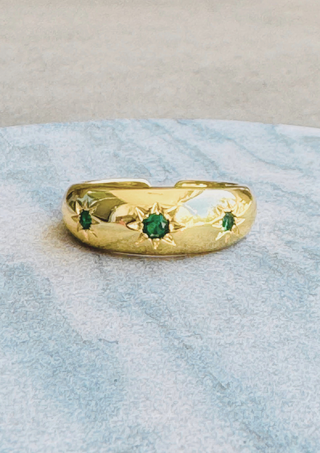 Green star Ring - Gold