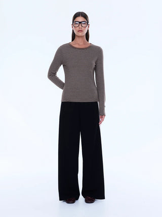 Piper Long Sleeve Stripe Top - Sand Stripe