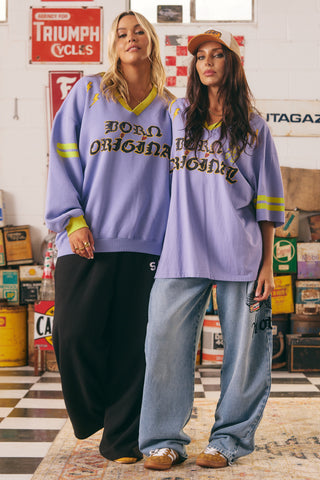 The Very Oversized Born Original Tee - Chartreuse & Lilac