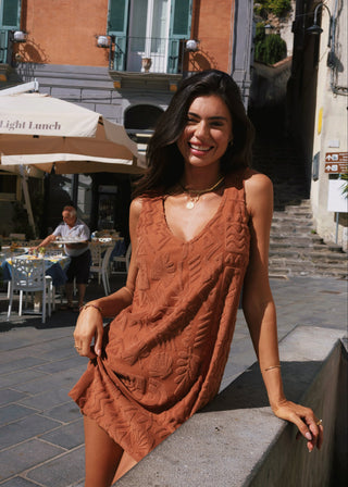 Mai Tai Towelling Dress - Cinnamon