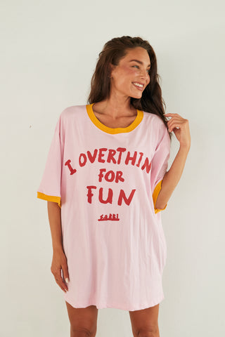 The Very Oversized Overthinker Tee - Pink