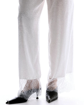 Frida Lace Hem Floral Pants - Cream