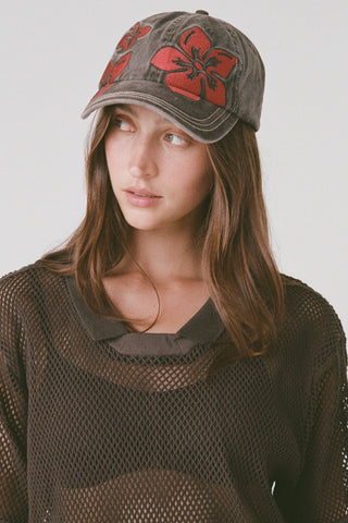 Hibiscus Cap - Washed Brown/Red