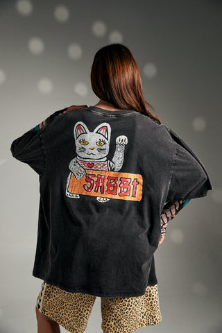 The Very Oversized Champagne Tattoo Tee - Black