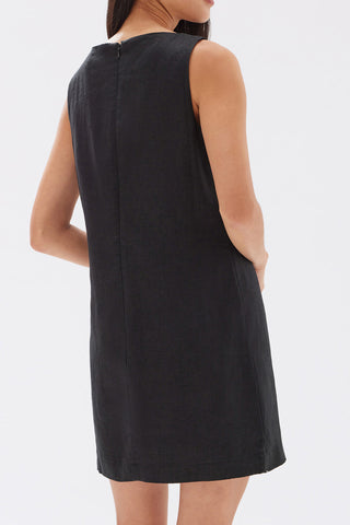 Nadine Linen Mini Dress - Black