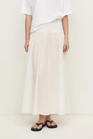 Sarah Cotton Maxi Skirt - White