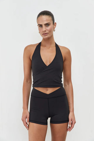 Front Wrap Bodice Top - Black