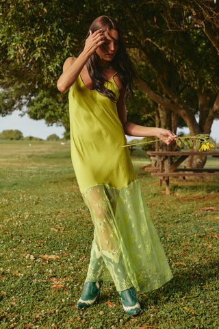 Lace Maxi Dress - Chartreuse