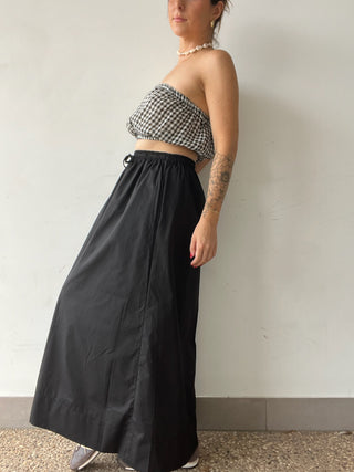 Poplin Cotton Maxi skirt - Black