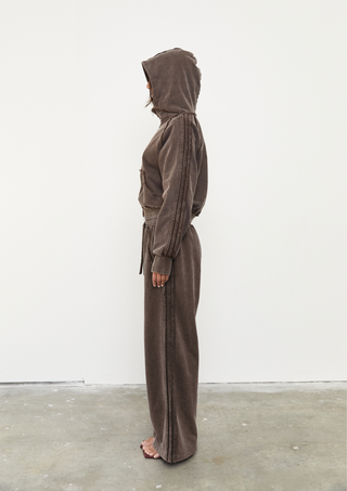 Acid Wash Zip Up Hoodie - Soil