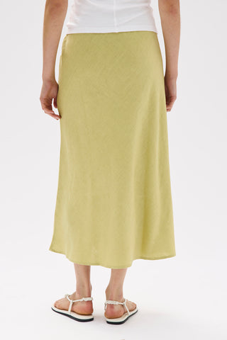 Stella Linen Bias Skirt - Pear