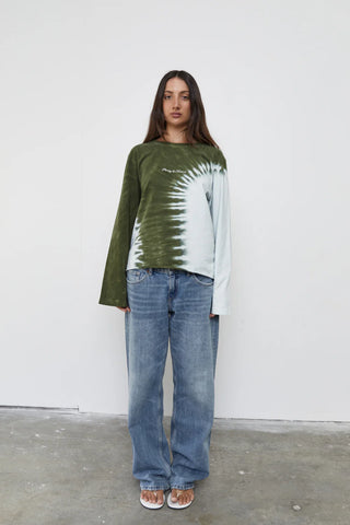 Tie Dye Long Sleeve Top - Blue/Green