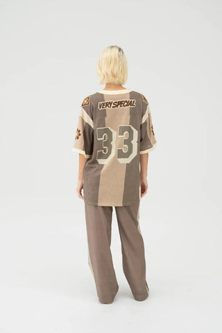 33 Motif Jersey Top - Dark Taupe - Tops - Something Very Special - The Soho Movement