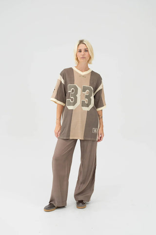 33 Motif Jersey Top - Dark Taupe - Tops - Something Very Special - The Soho Movement