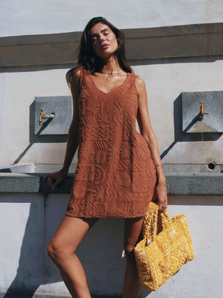 Mai Tai Towelling Dress - Cinnamon