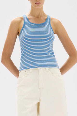 Drew Stripe Rib Tank - Bahama/White